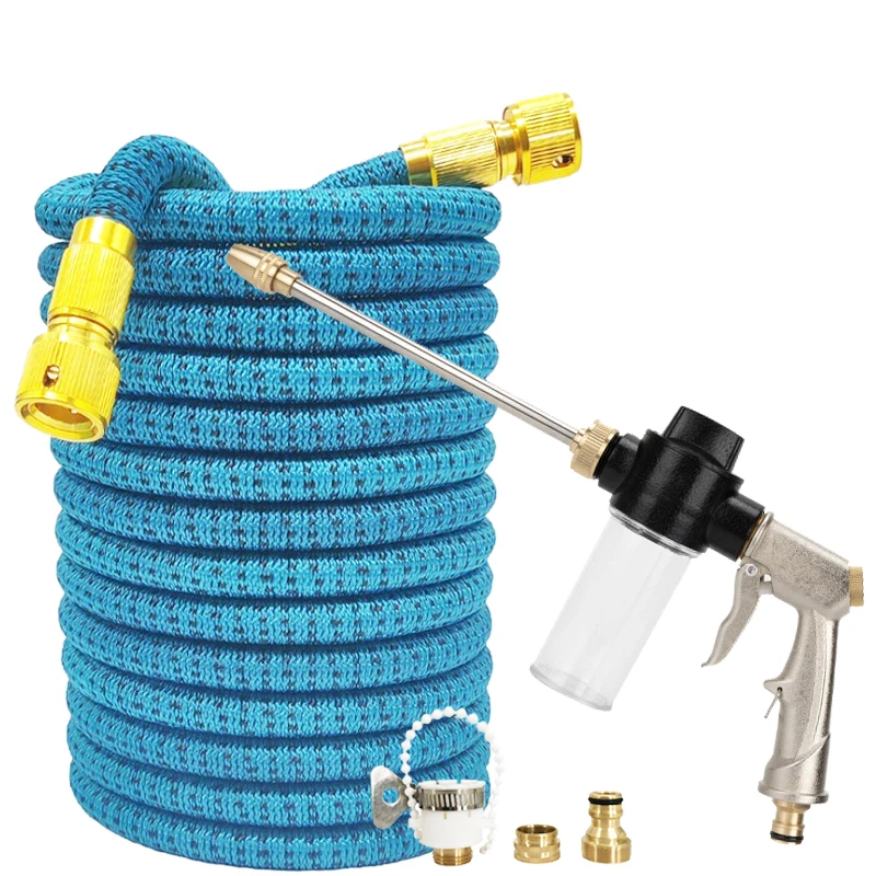 

Шланг для мойки автомобилей высокого давления, выдвижной и складной, с многофункциональным металлическим пистолетом, прочный, комплект для полива.