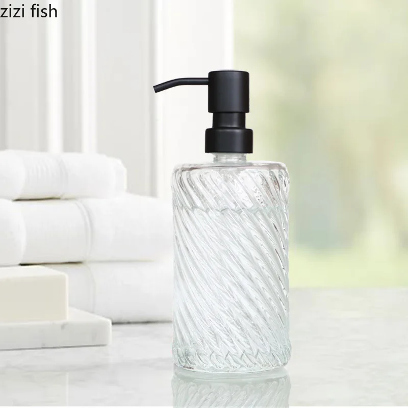 Glass Lotion Bottles Stainless Steel Pump Head Emulsion Bottle Bathroom Accessories Soap Dispenser Shampoo Shower Gel Bottle