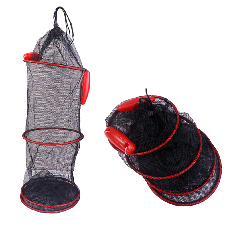 Portable Crab Trap Mesh Fishing Cage Foldable Crayfish Lobster Shrimp Basket for River Lake Outdoor Angling Tackle Gear