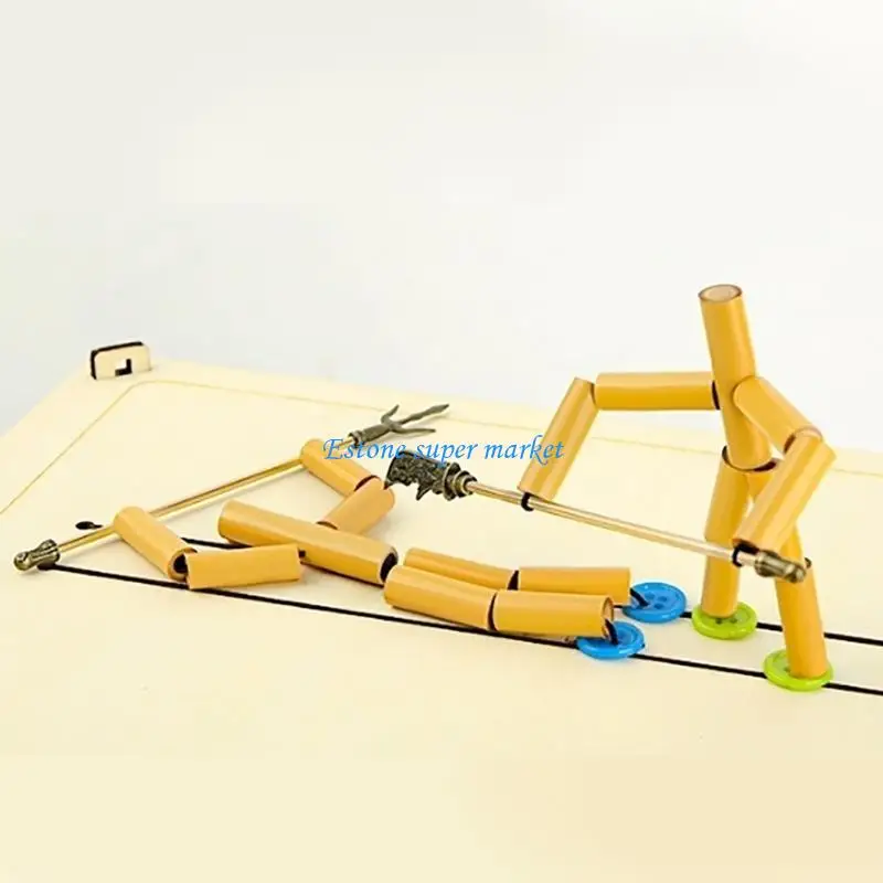 090B Interactive Bamboo Man Tabletop Battle Game Attack Defense Figurine Puppet Toy