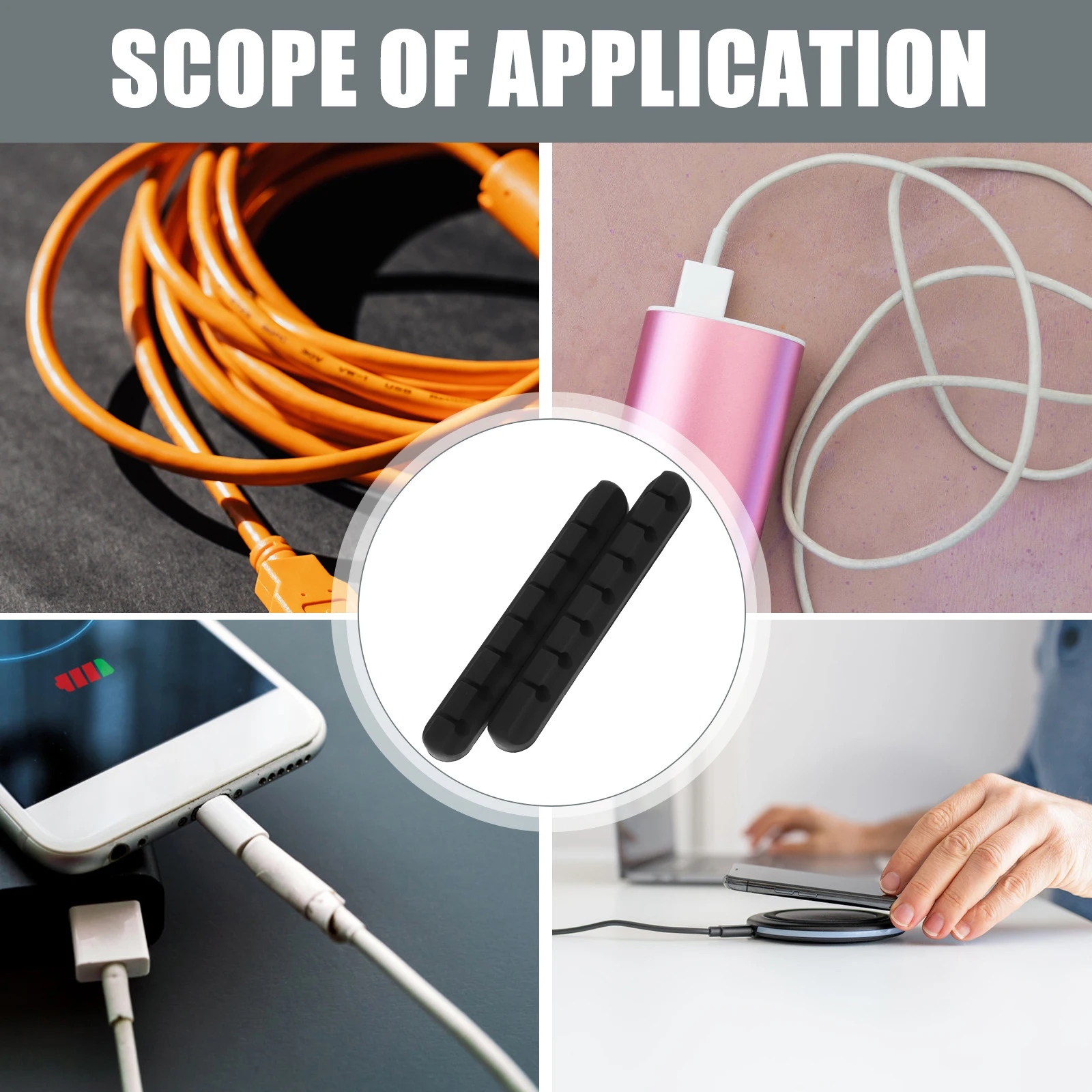 

2pcs Cable 7 Ports Wire Holders Cord ganizer Clips Desktop ganizers Cord Clips Adhesiveness Solution