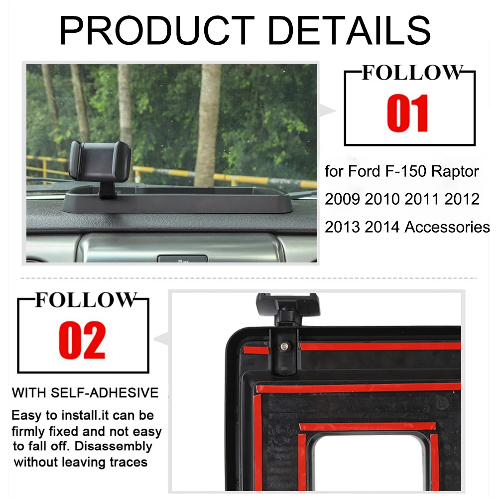 Car Center Console Phone Holder Storage Box Organizer GPS Stand for Ford F-150 Raptor 2009-2012 2013 2014 Interior Accessories