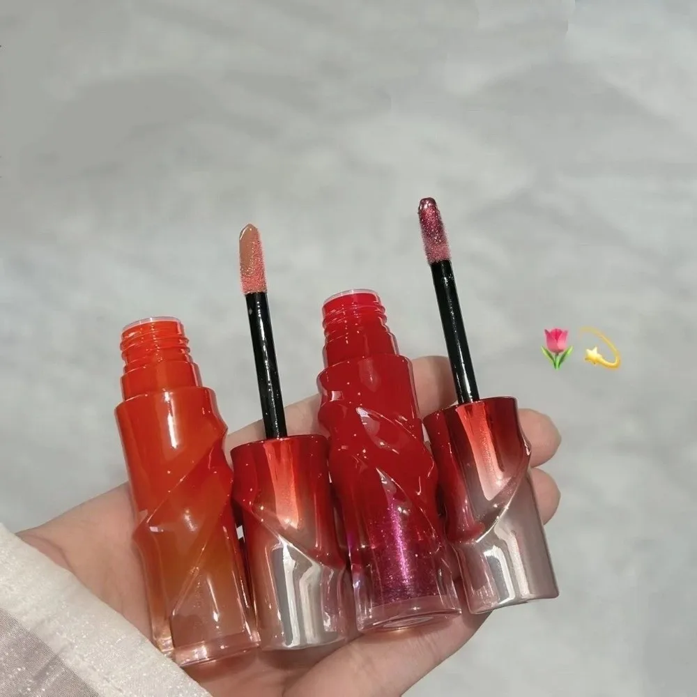 Koreaanse stijl Crystal Nude Lip Stain Sheer Nude Grey Glossy Lip Glaze Glitter Watery Shine Lip Tint