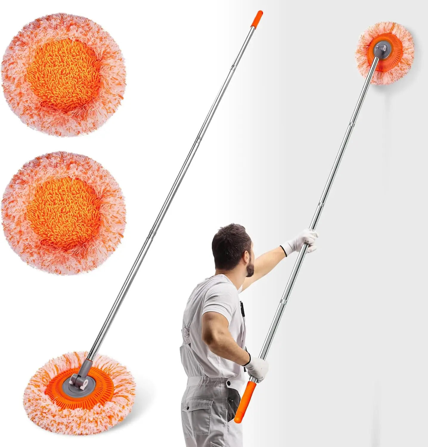 

Premium 68" Wall Mop and Baseboard Cleaner Tool with Handle, Efficient Dust Mop for Ceiling Fan Cleaning