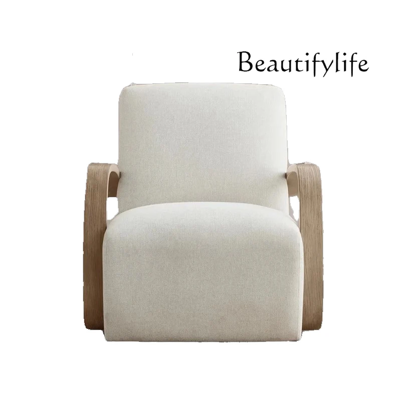 

Single sofa living room Nordic minimalist solid wood single wabi sabi wind designer sofa balcony leisure chair