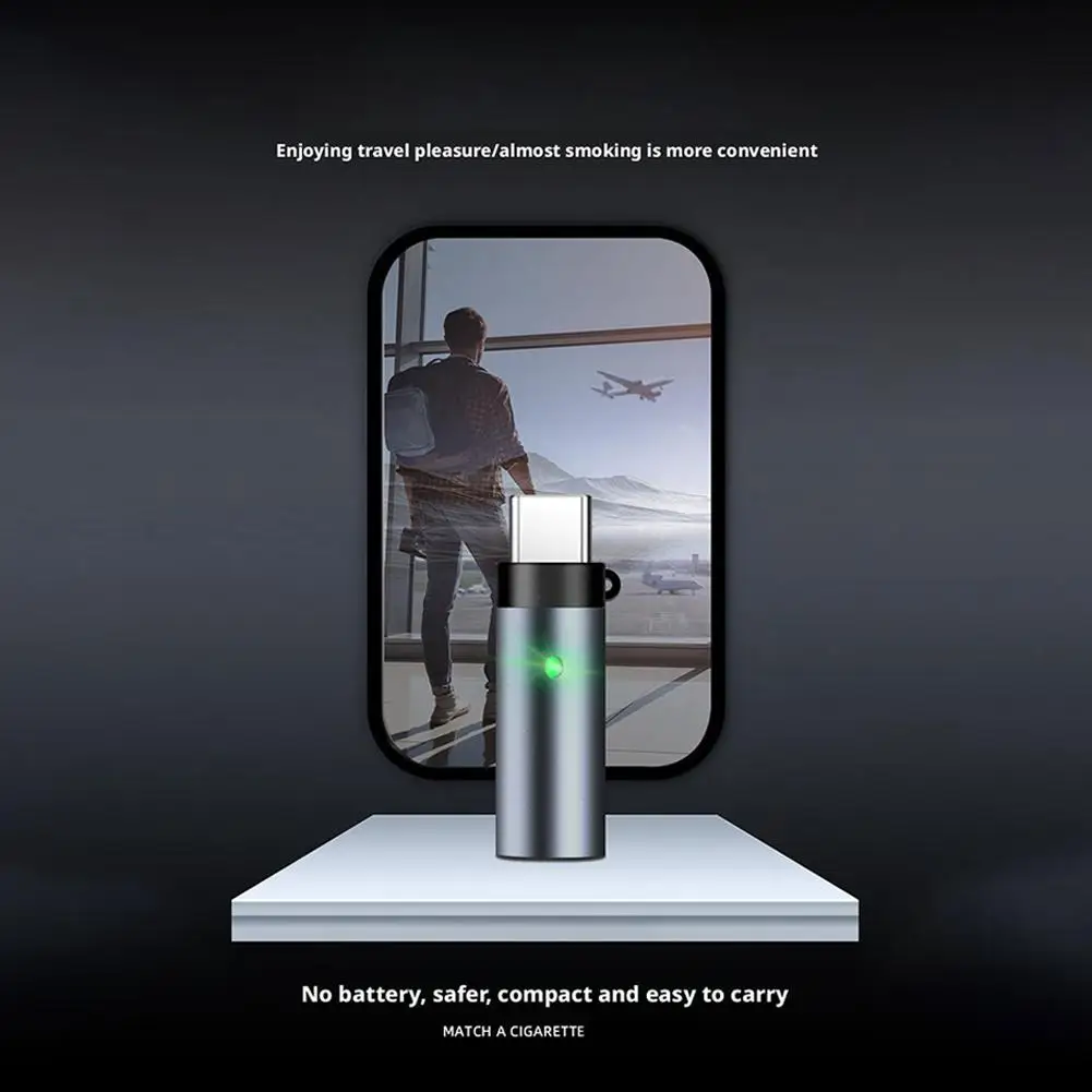 ولاعة سجائر صغيرة محمولة من النوع C مقاومة للرياح وتوفير الطاقة وانخفاض استهلاك لا يتطلب بطارية مدمجة للاستخدام الخارجي