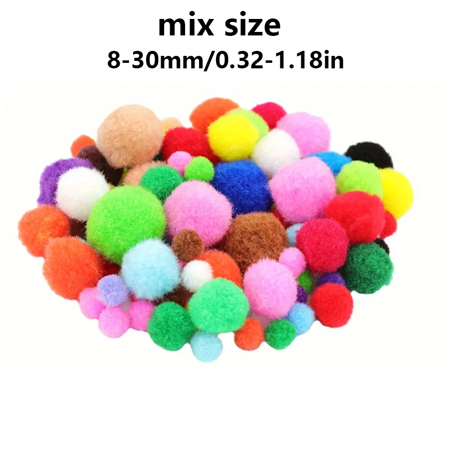 155/255/355Pcs Soft Craft Pom Poms Random Colors Assorted Sizes Fuzzy Balls For DIY Art Projects And Christmas Handmade ZSY