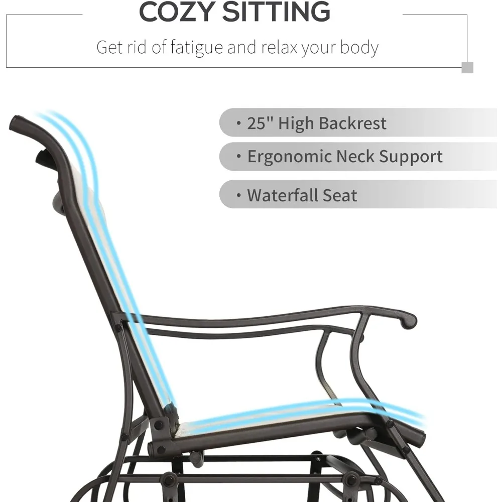 2-Person Outdoor Glider Bench，Patio Glider Loveseat Chair with Powder Coated Steel Frame