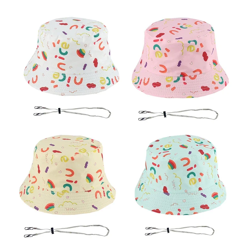 

Fashion Print Children Bucket Hat Colorful Kids Fisherman Hats Boys Girls Outdoor Sunshade Visors Baby Basin Cap