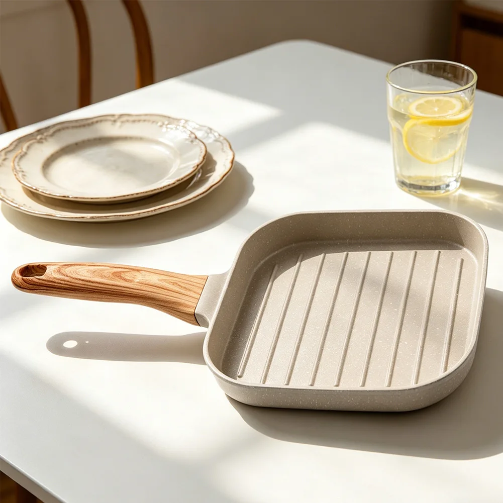 Raised Stripe Grill Pan with Effortless Food Release for Restaurant-Style For Steak Cooking All-in-One Skillet Functionality