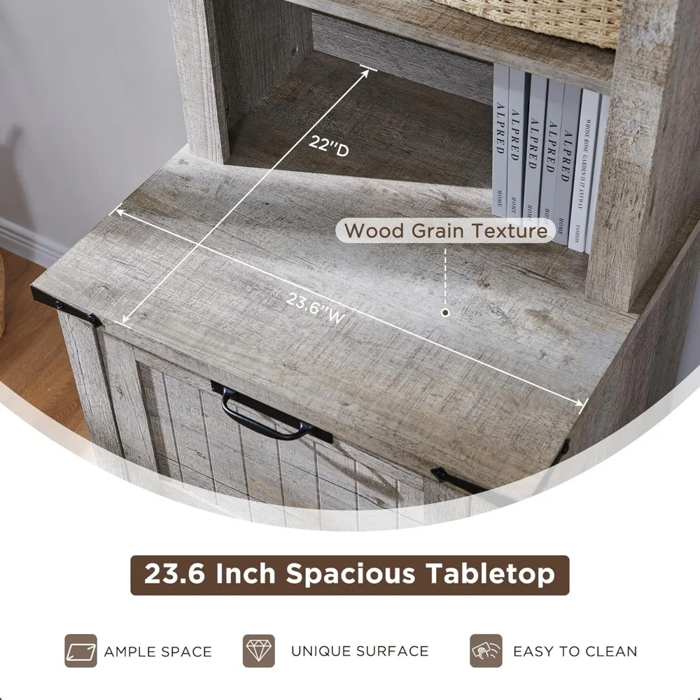 Estante rústica estilo fazenda de 72 polegadas de altura com 2 gavetas e prateleiras ajustáveis