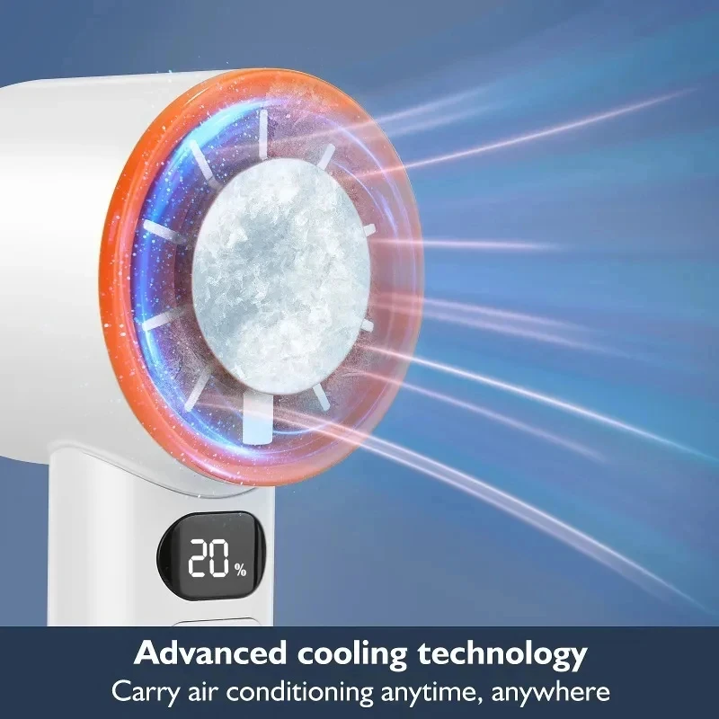 Lenovo 5000mah Handheld Mini Fan Electric Hand Fans Ice Compress High-Speed Cooling USB Rechargeable Portable LED Display Fan