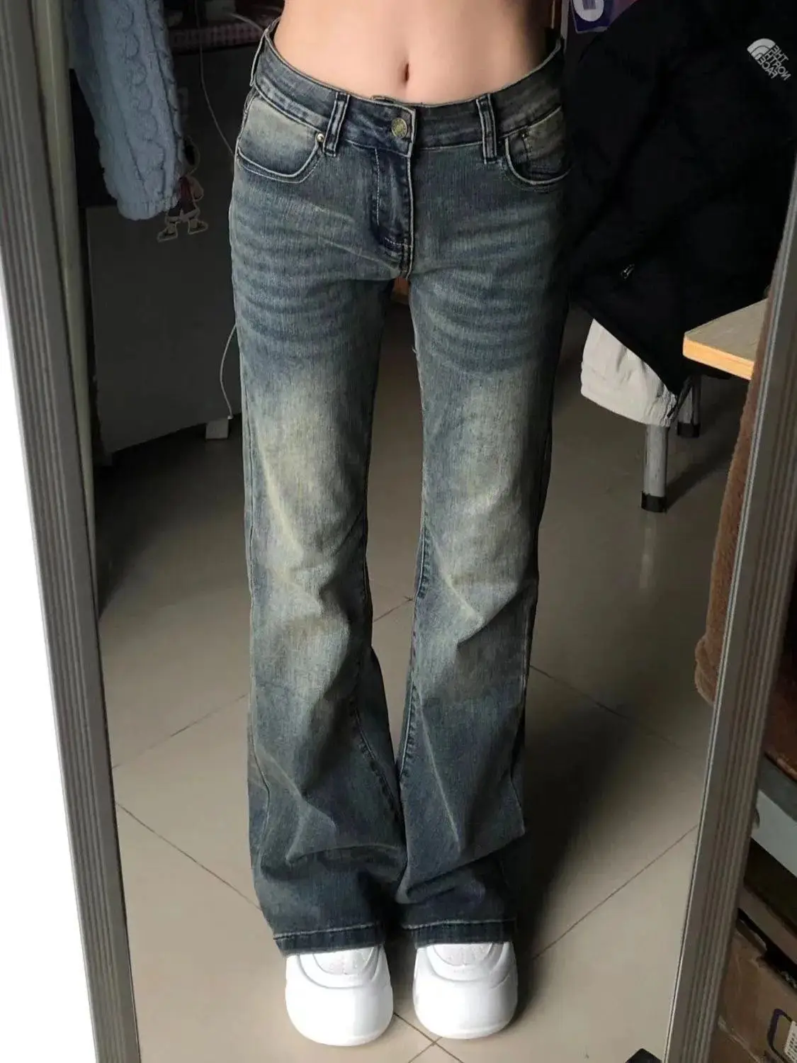 

Casual Retro American Washed Bell Bottom Jeans Women's High Waist Slimming Vintage Style Summer New Fashion Long Trousers Trendy