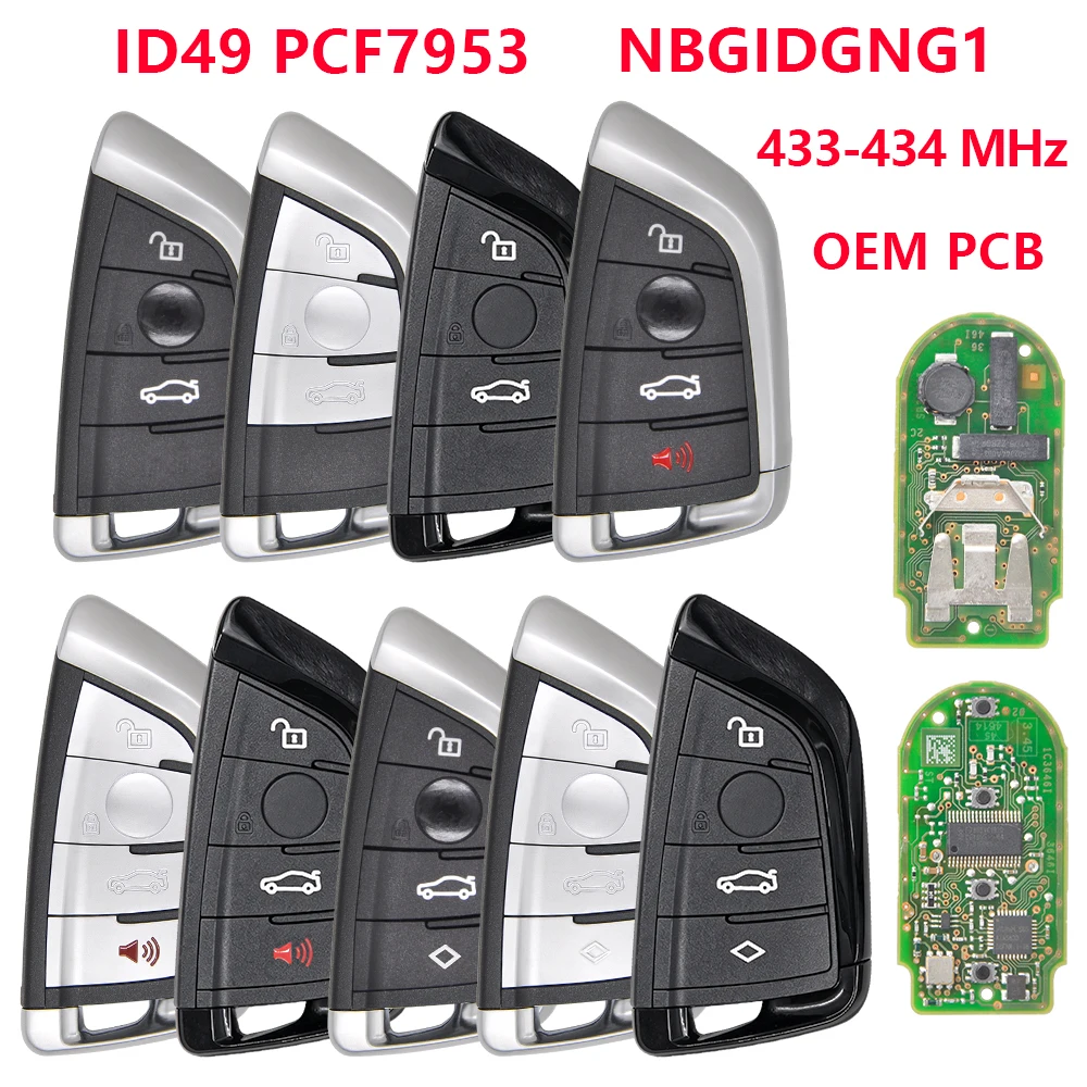 Datong – uniwersalny pilot do kluczyka samochodowego BMW F X5 X6 (roczniki 2014–2019), oryginalna płyta PCB, ID49, PCF7953, NBGIDGNG1, częstotliwość 434 MHz, karta zbliżeniowa. — 2