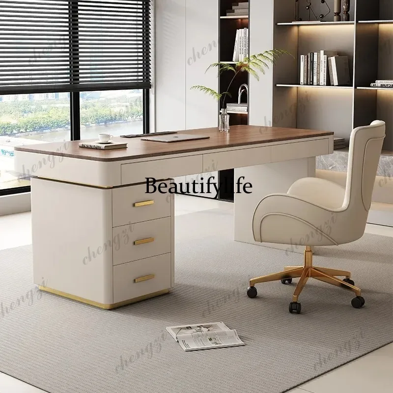 

L181 Italian Light Luxury Walnut Color Office Table Computer Desk Room Desks Room Offices Office Desks And Workstations Furnitur