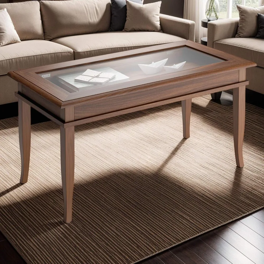 Mobili Fiver, Classico Coffee Table, Walnut, Laminate-Finished/Glass, Modern Coffee Table, Italian Furniture