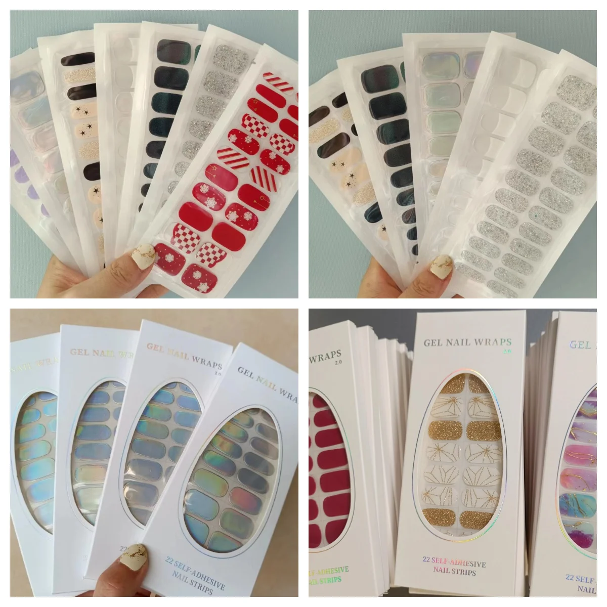

22Tips Ins Nail Enhancement Phototherapy Gel Paste Non Baking Lamp 22 Finger Nail Sticker Full Cure Nail Wraps Decorations