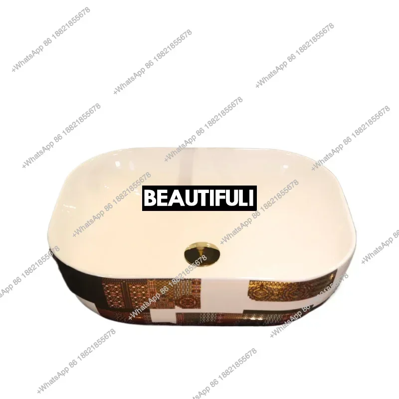 

Z136Europe Vintage Style Art Porcelain Counter top Basin Sink Handmade Ceramic Bathroom Vessel Sinks Vanities bathroom sinks bow
