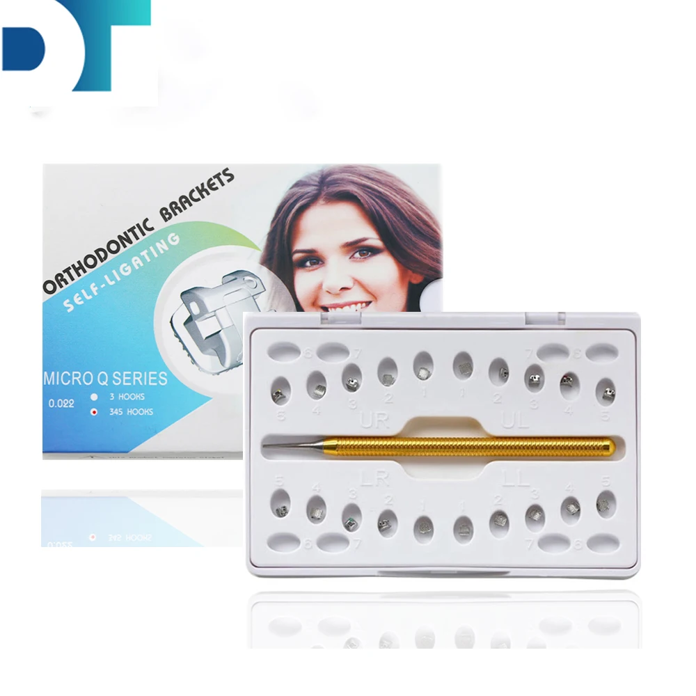 Dental Self-ligating Brackets Ortodoncia Brackets Fake Braces 022 Roth/MBT 345 Hooks Mesh Bas 10pcs Traction Hook In 20Pcs/Set