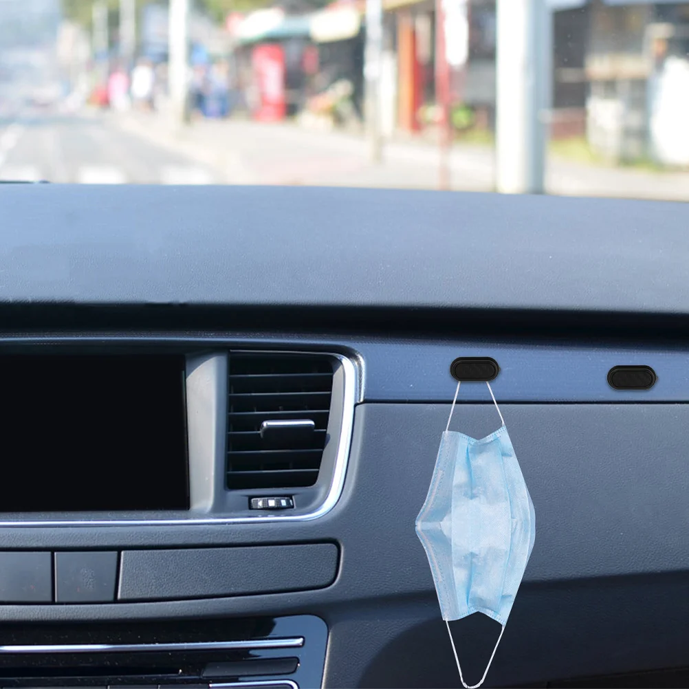 

8pcs Car Hooks Small Multifunctional Invisible Dashboard Storage Organizer Key Hanger Black Plastic Space-Saving Purse for Keys