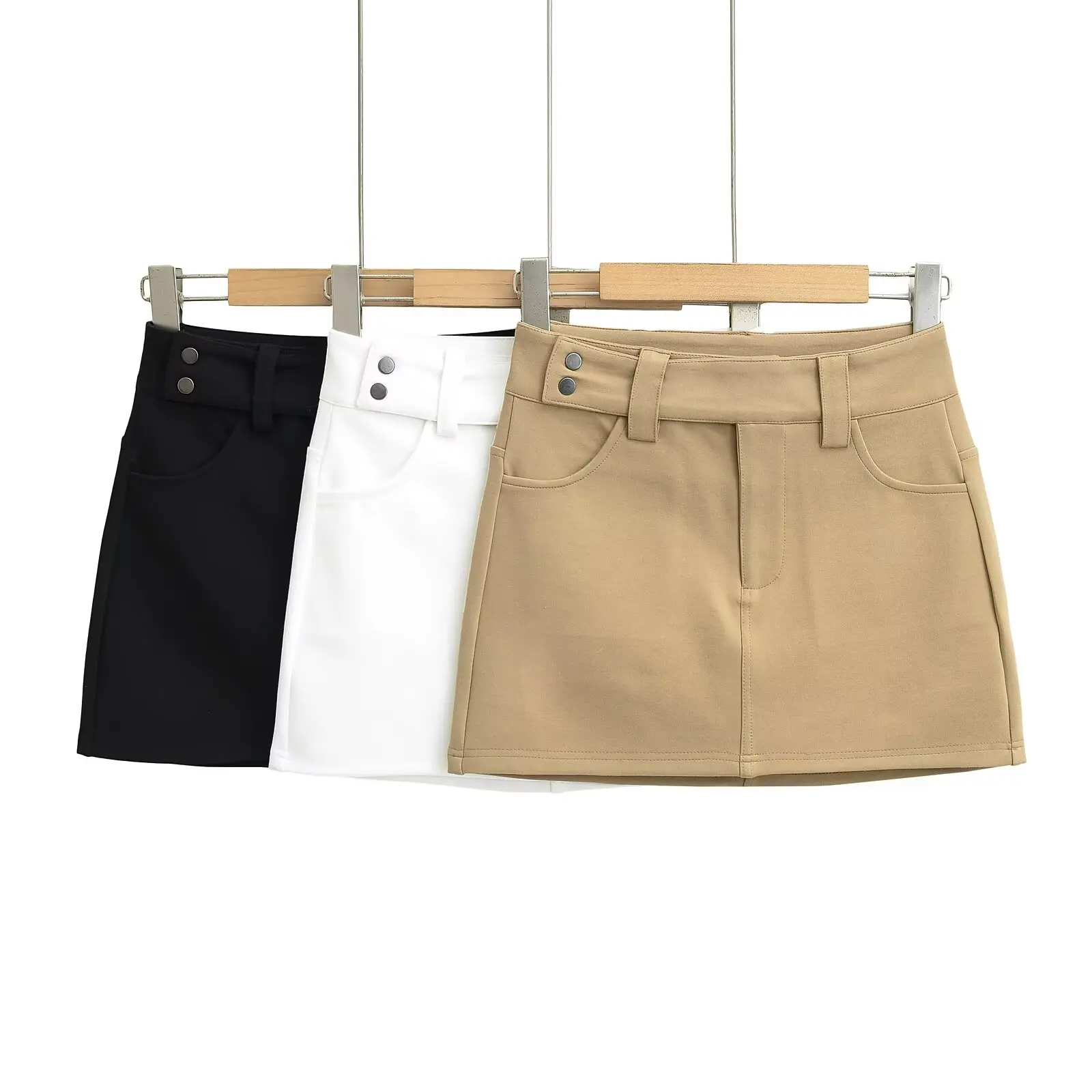 Pure Desirable High Waist A-Line  Skirt Women's Sexy Bodycon Short Skirts Prevent Exposure Sweet Casual Versatile Skirts