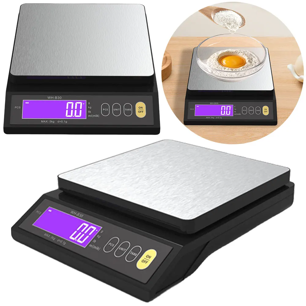 

10kg/1g Digital Kitchen Scale Tare Function Gram Scale LCD Display High Accuracy Scale with Stainless Steel for Cooking Baking