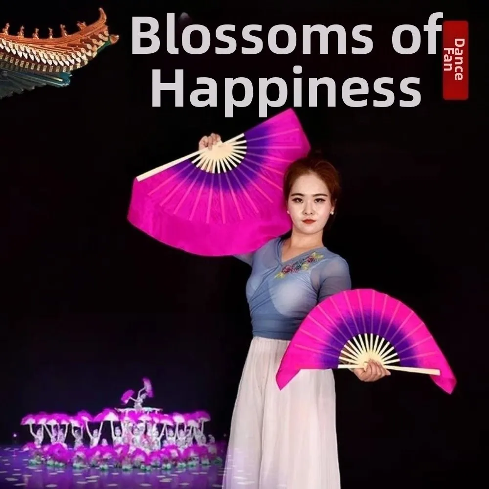 

31 см бамбуковая китайская короткая веер для танца живота, танцовщица, практика, 20 см, полукруглая шелковая вуаль, пары бамбуковых вееров Yangko Dance, разноцветные