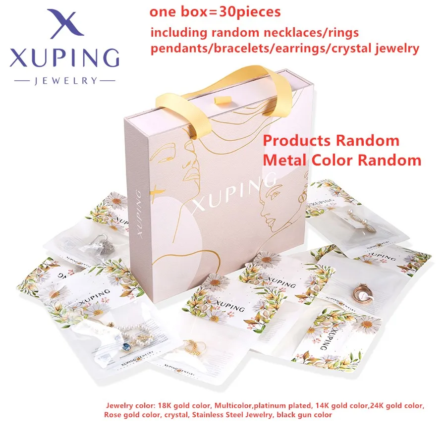 Xuping Jewelry Fashion Promotion Charm Gold Plated Mixed Rings Earrings Crystal Jewelry Necklace Pendants Box