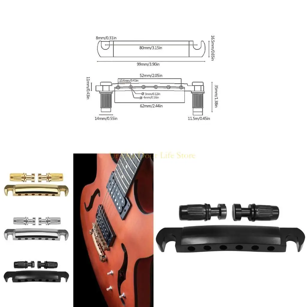 

77UF 1 Set of Three Color Optional Electric Guitar Parts Replacements Tune O-Matic Guitar Stop Bar Tailpiece Stop Bar