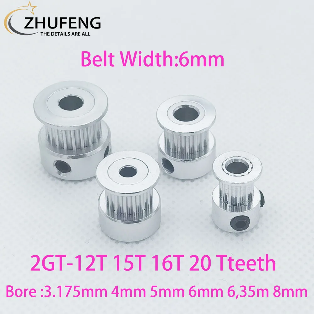 2GT 15 16 20 teeth 2GT Timing Pulley Bore 3.175/4/5/6mm for GT2 Open Synchronous belt width 6mm small backlash 15 16 20Teeth