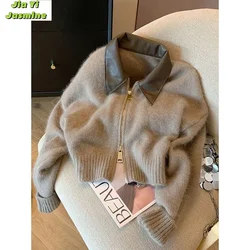 Lazy Style Soft and Sticky Knitted Sweater Cardigan Sweater for Women 2024 New Autumn and Winter High-end Big Red Top