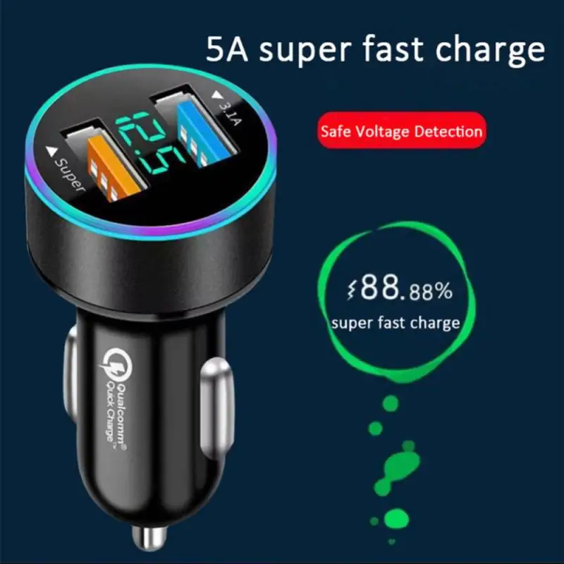 Chargeur USB de voiture 66W PD QC3.0, charge rapide avec affichage de tension LED, prise allume-cigare 12V/24V, universel pour téléphone