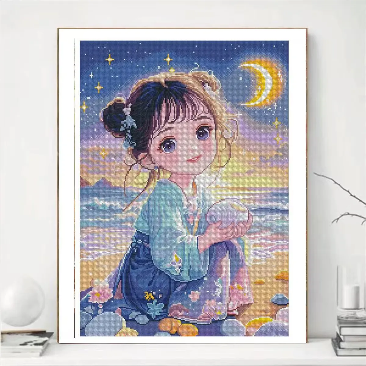 

11CT DIY Луна девушка живопись наборы для вышивки крестом вышивка крестиком рукоделие ремесло ткань с принтом домашний декор