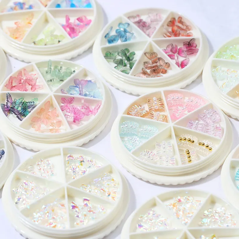 

1 Box 3D Colorful Butterfly Aurora Glitter Nails Jewelry Resin Manicure Decals Nail Art DIY Decorations Accessories