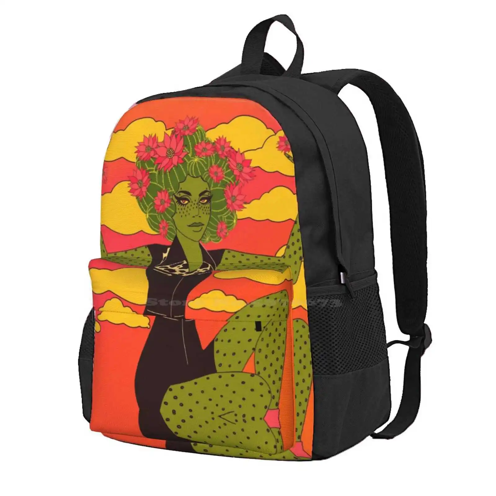 

Cactus Babe Hot Sale Schoolbag Backpack Fashion Bags Psychedelic Cactus Groovy 70S