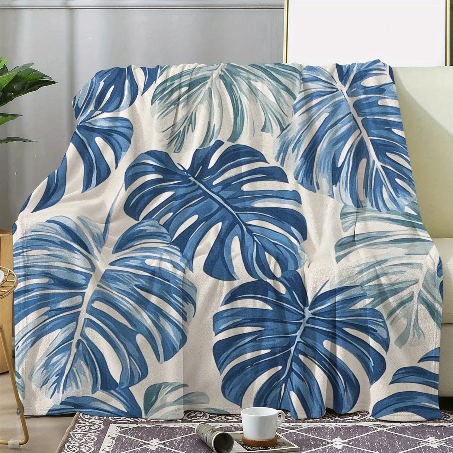 Ultra Soft Flannel Throw Blanket Tropical Jungle Print Boho Decor Chunky Knit Throw For Sofa Bed Cozy Home Decor Gift