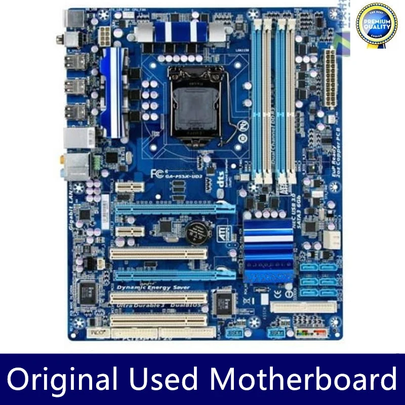 

GA-P55A-UD3 P55A-UD3 motherboard DDR3 LGA 1156 Support I3 I5 i7 cpu 16GB USB2.0 VGA HDMI P55 Desktop motherborad