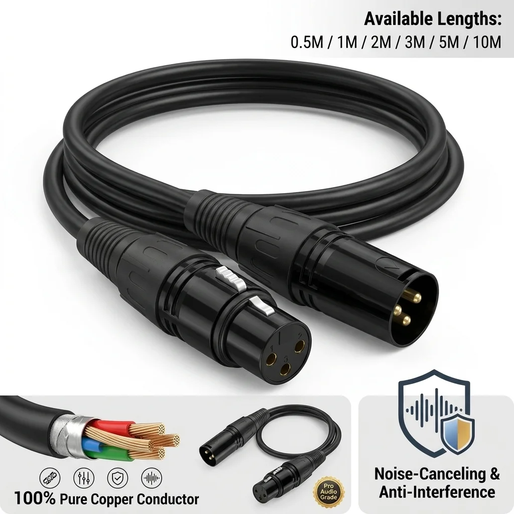 

1/2/3/5/10Meters 3-pin Rubber/Iron Signal DMX PowerCon Connect Cable