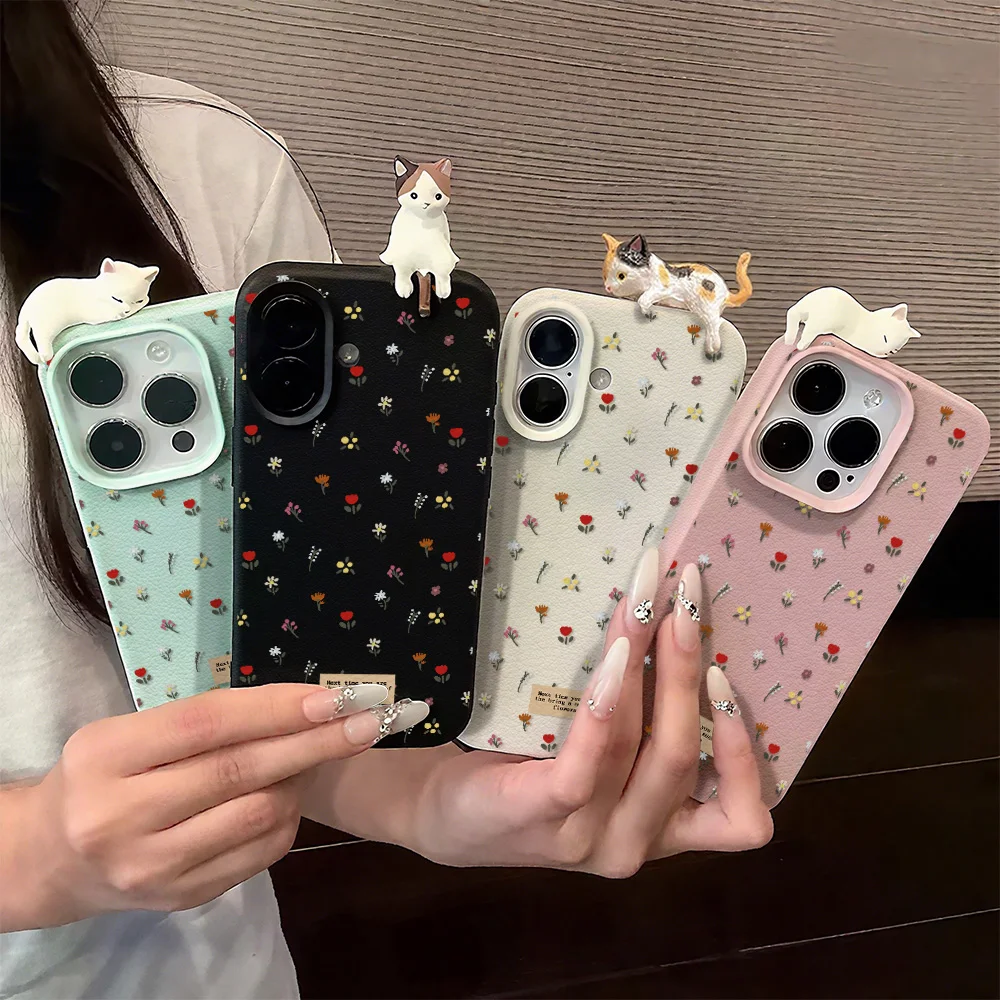 Cute Floral Soft Silicone Phone Case For iPhone 17 Pro Case iPhone 16 15 13 11 14 12 Pro Max 16 Plus Leather Shockproof Cover - view 6