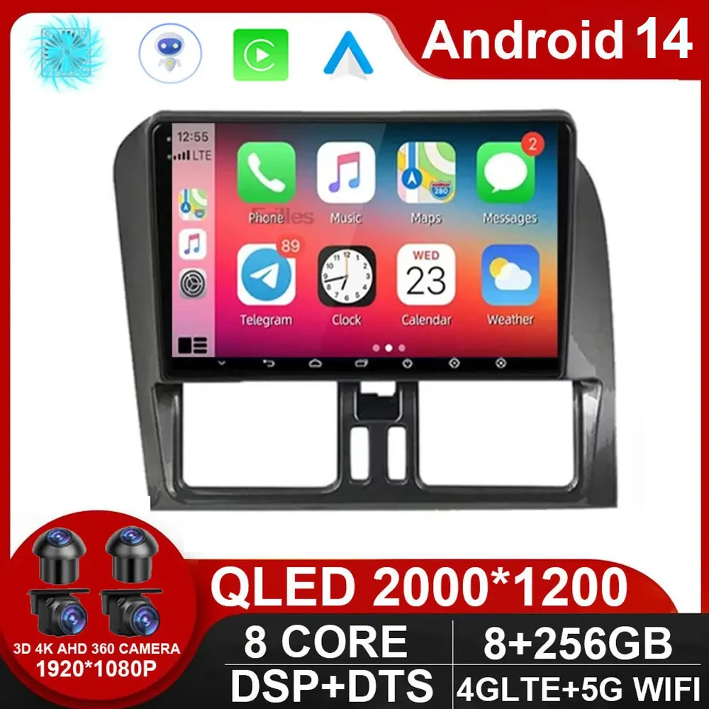 

Multimedia Player Android 14 Car Radio For Volvo XC60 que 1 2008 2009 2010 2012 2013 4G GPS BT Carplay 2din DVD autoStereo