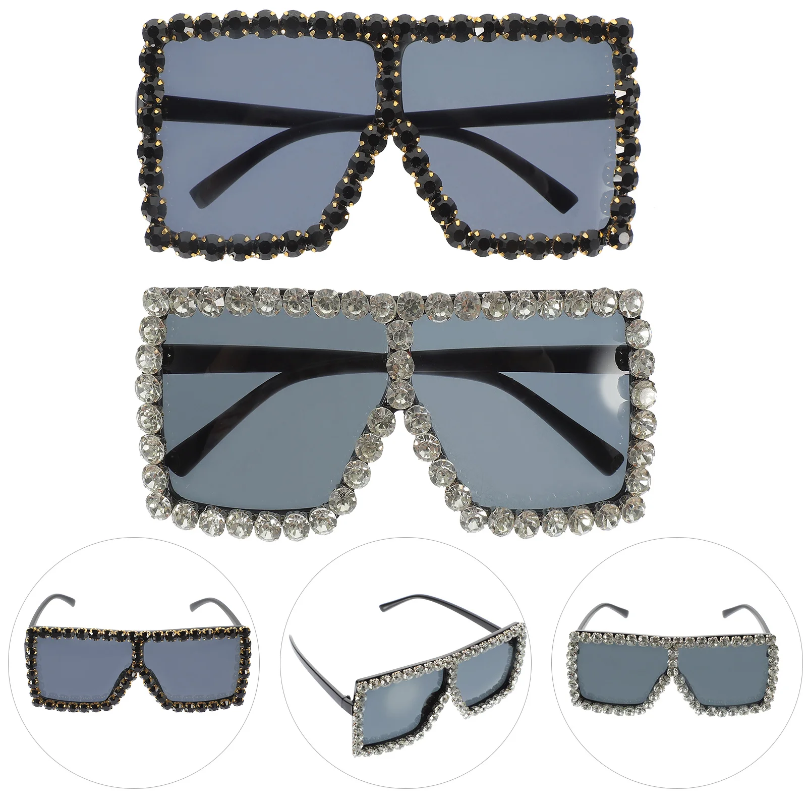 

2 pcs Square Sunglasses For Women Fashionable Decorative Party Sunglasses Trendy Unique Lightweight Stylish Funny Glasses For