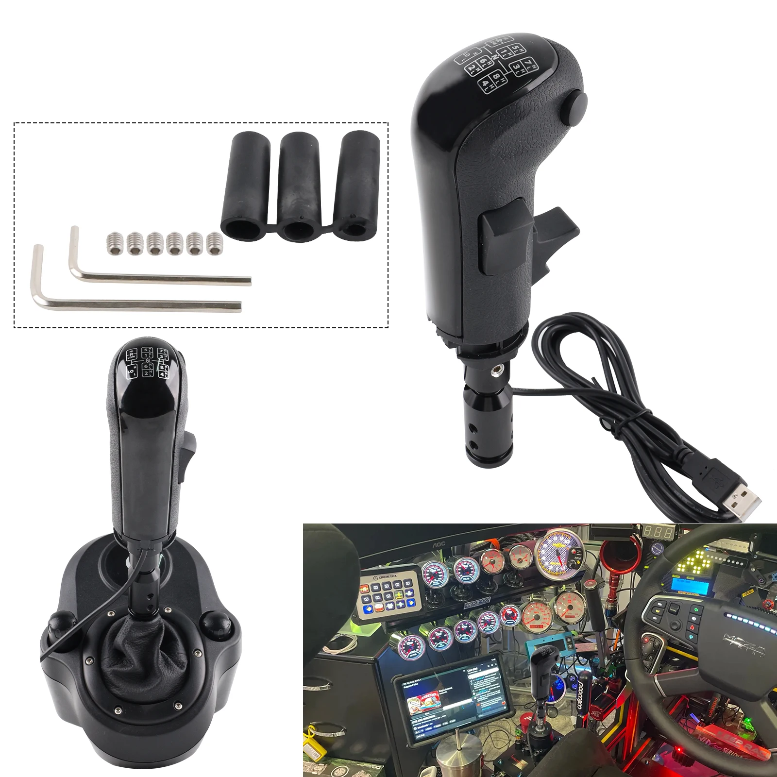 مقبض ناقل الحركة لشاحنة USB لـ Logitech G29 G27 G25 G920 والعتاد اليدوي/Thrustmaster TH8A والعتاد استخدام اليد اليسرى