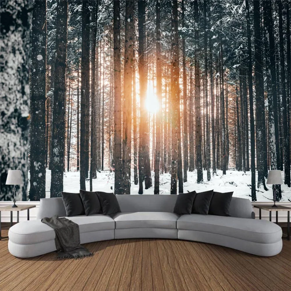 Sunshine Forest Tapestry Natural Landscape Wall Hanging Home Background Poster Living Room Bedroom Art Decoration Bed Sheet