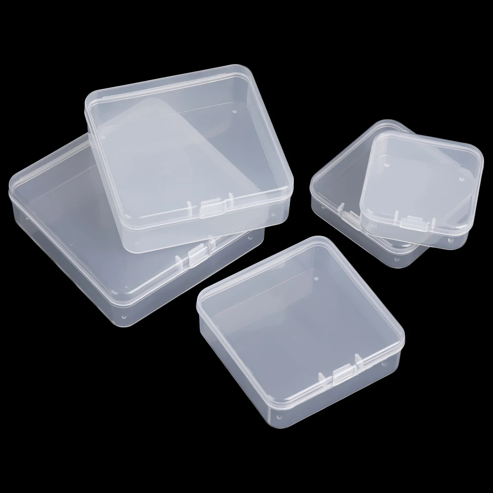 Hot 1PC Plastic Transparent Square Round Storage Box Jewelry Beads Container Box Small Items Sundries Organizer Case Accessories