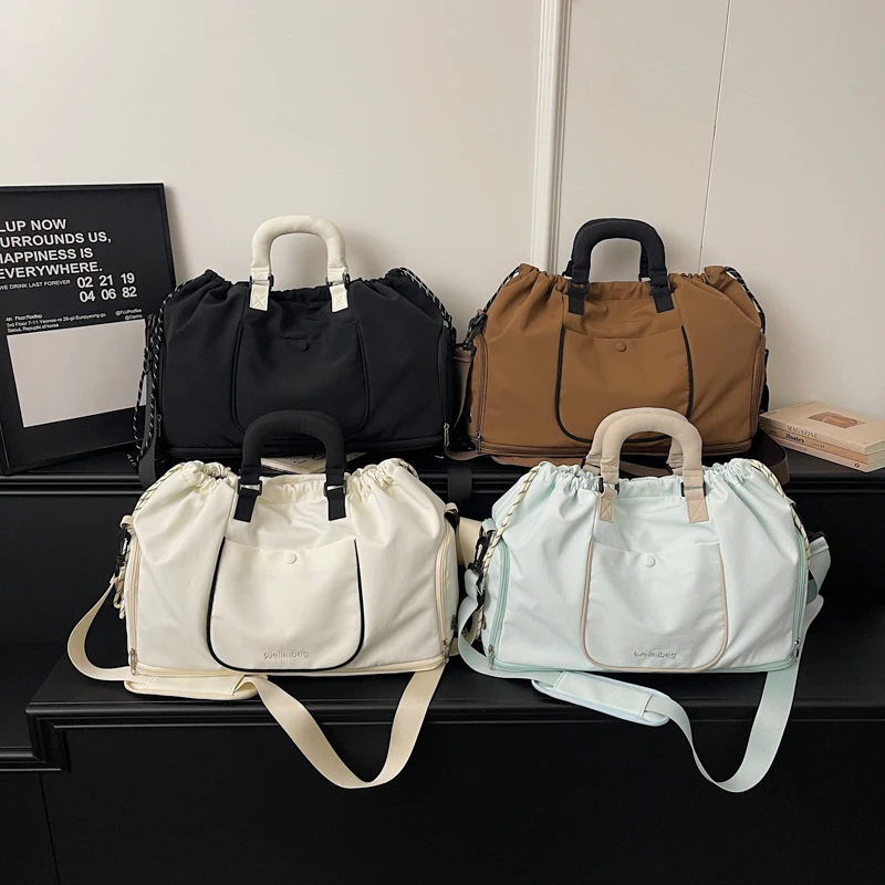 New Solid Color Oxford Large Capacity Portable Travel Tote Sweet Super Light Durable Travel Bags Hot Sale Versatile Fashion Bags