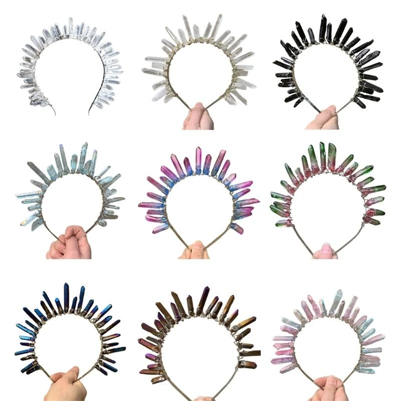 49MF Headband Colorful for Raw Stones Headloop Bohemia for Head Ornament