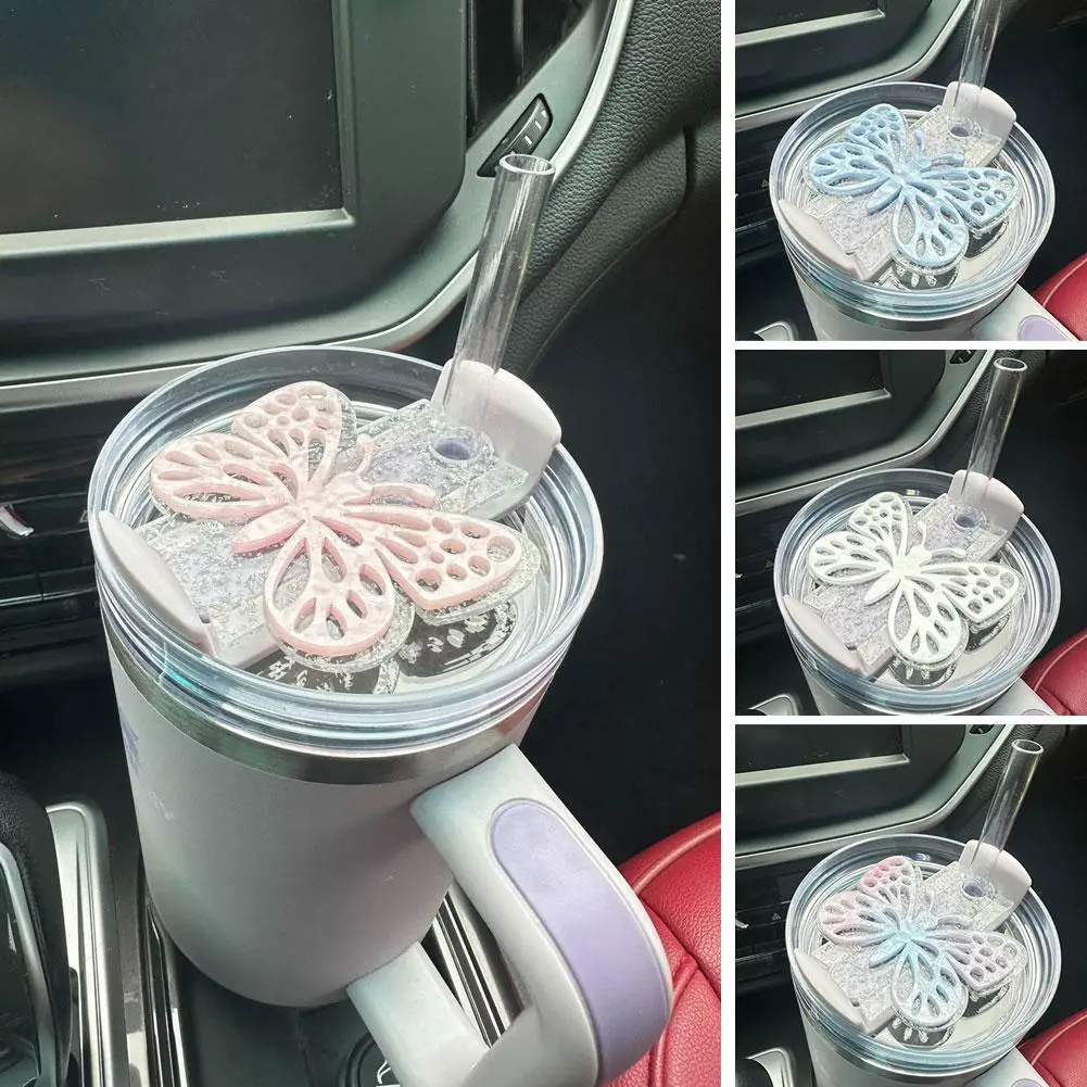 DIY Replacement Lids For Stanley Silver Foil Bottom Butterfly Popsicle Cup Straw Label For Stanley Topper 40oz Cup Lid Decoratio