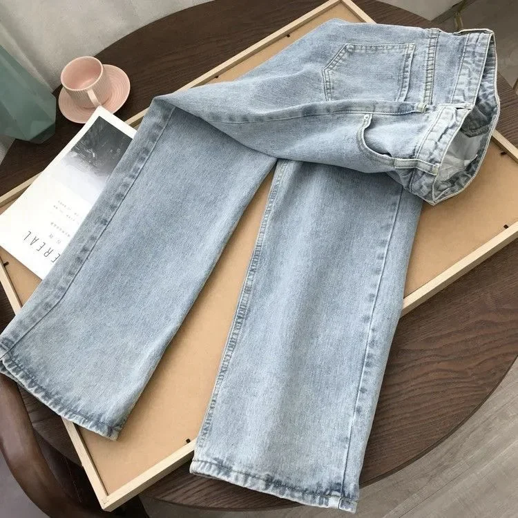 Streetwear wysokiej talii damskie modne dżinsy kobieta dziewczyny spodnie damskie z szerokimi nogawkami spodnie kobiece Jean Femme Denim Bagge