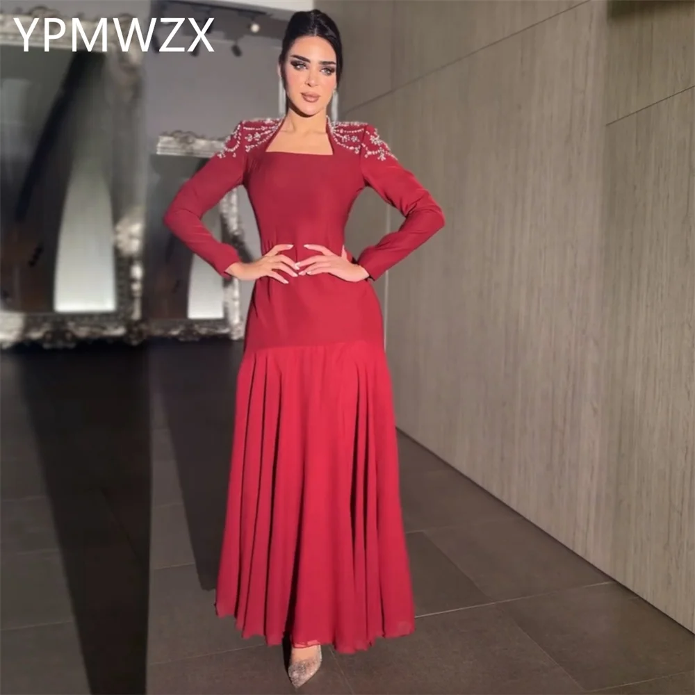 

Customized Evening Dress Women Party Occasion Formal YPMWZX Square Collar A-line Floor Length Skirts Bespoke Dresses Pr