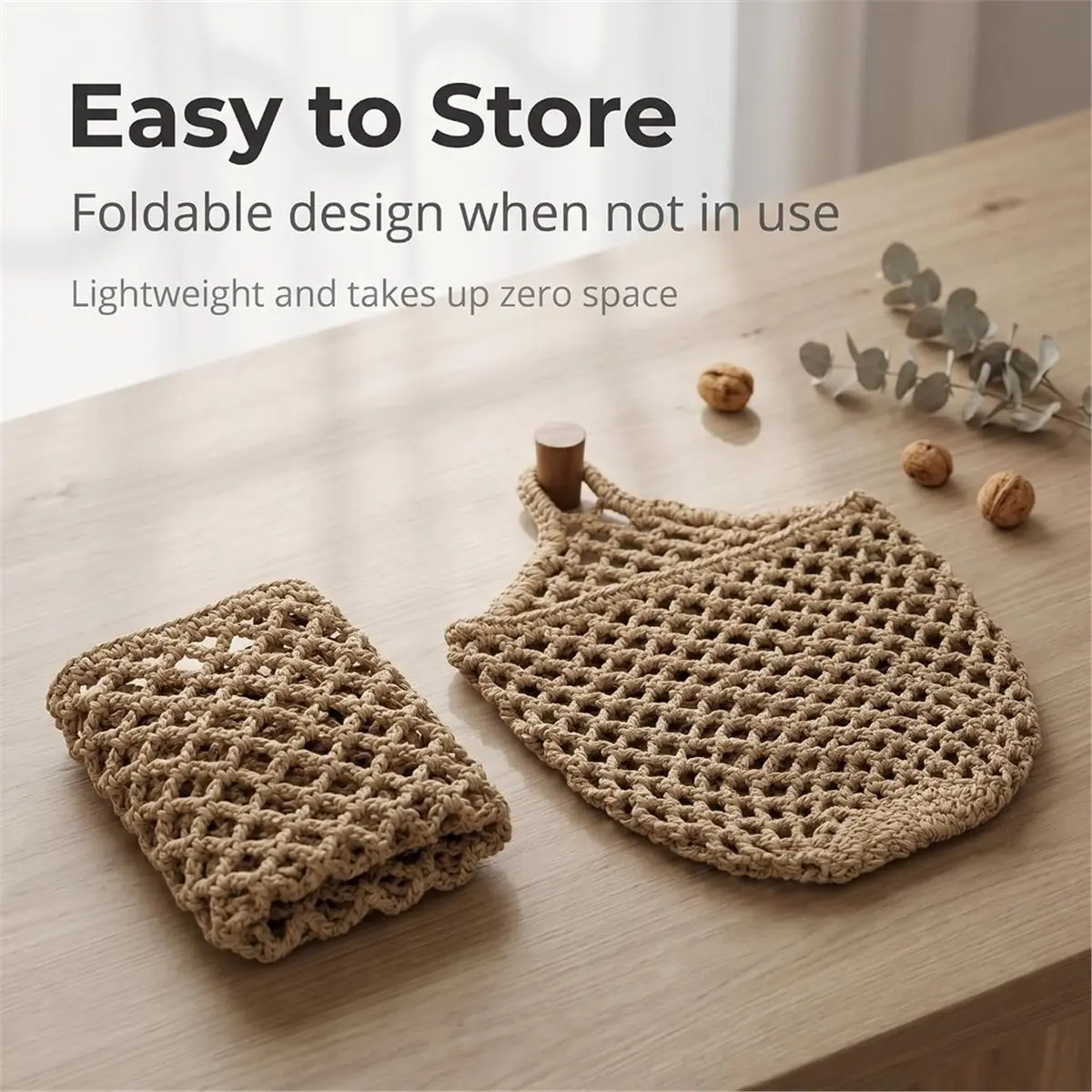 Cotton Rope Hanging Storage Basket Fruit Vegetable Organiser,for Kitchen Fruit Vegetable Pantry Storage and Wall